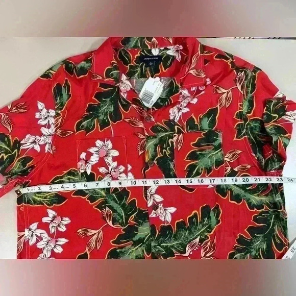 J Crew Camp Collar Hawaiian Aloha Shirt Mens Large Coconut Buttons 100% Viscose - Picture 4 of 10